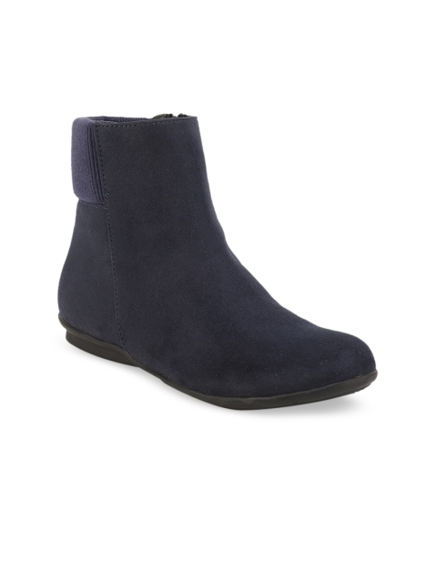 

Bruno Manetti Women Navy Blue Solid Flat Boots