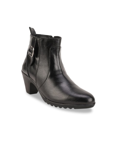 

Bruno Manetti Women Black Solid Mid-Top Heeled Boots