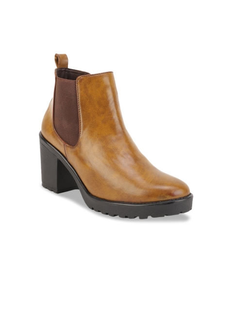 

Bruno Manetti Women Tan Brown Solid Heeled Boots
