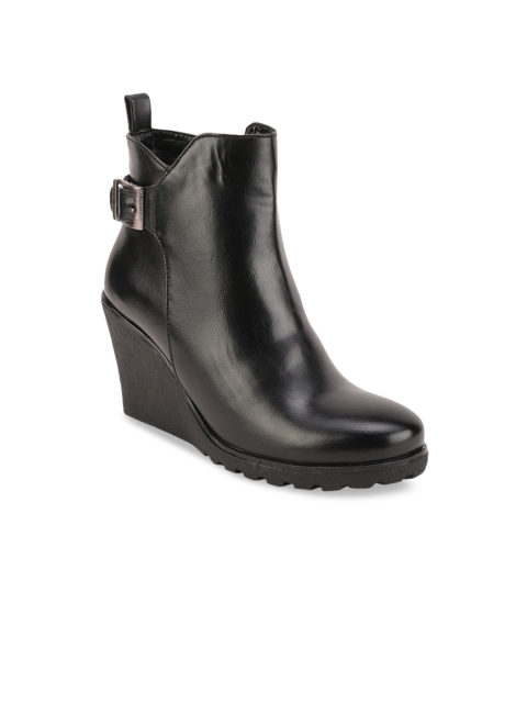 

Bruno Manetti Women Black Solid Heeled Boots