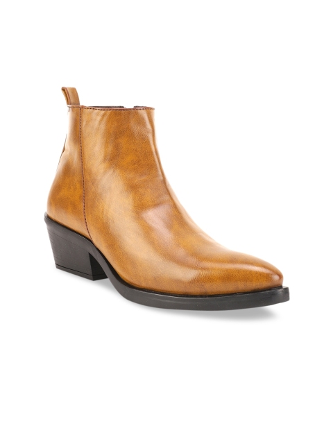 

Bruno Manetti Women Tan Brown Solid Heeled Boots