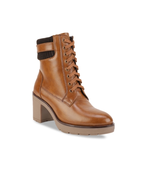 

Bruno Manetti Women Tan Brown Solid Heeled Boots