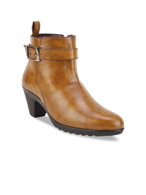 

Bruno Manetti Women Tan Brown Solid Heeled Boots