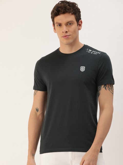 

Being Human Clothing Men Charcoal Grey Solid Round Neck T-shirt