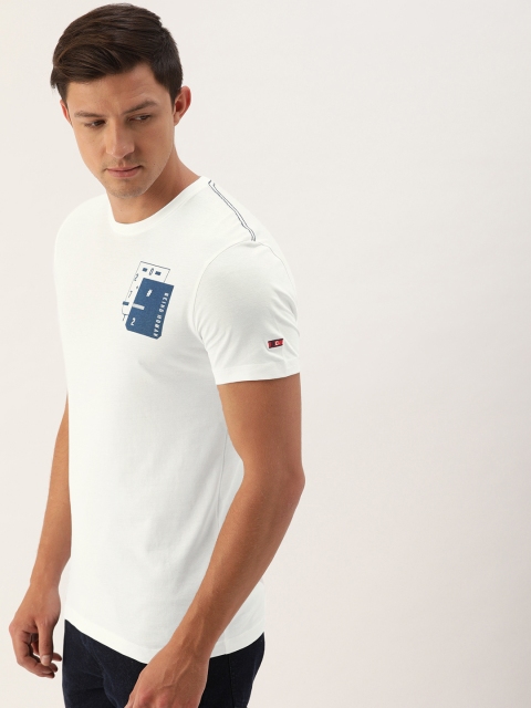 

Being Human Men White Solid Round Neck T-shirt with Printed Detailing