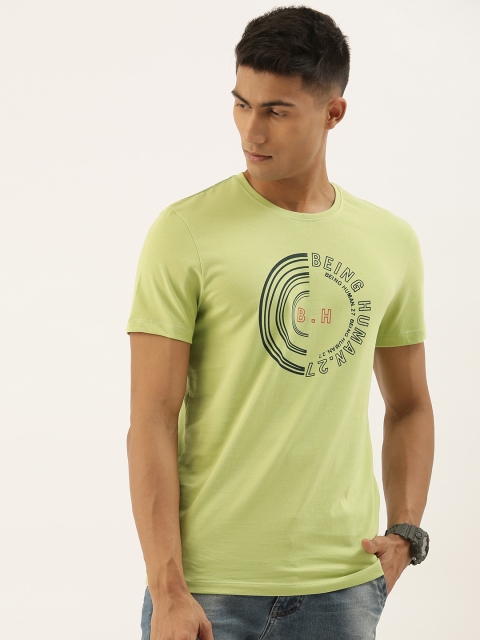 

Being Human Men Olive Green Printed Round Neck T-shirt