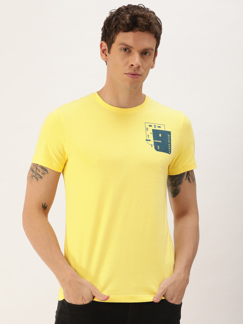 

Being Human Clothing Men Yellow Solid Round Neck T-shirt