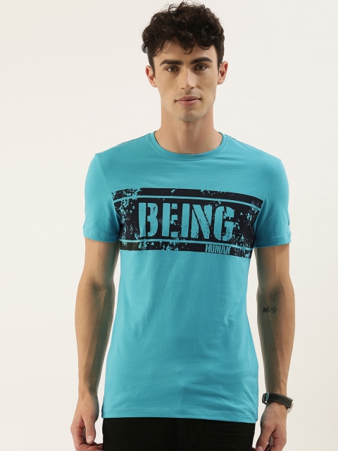 

Being Human Men Blue Printed Round Neck T-shirt