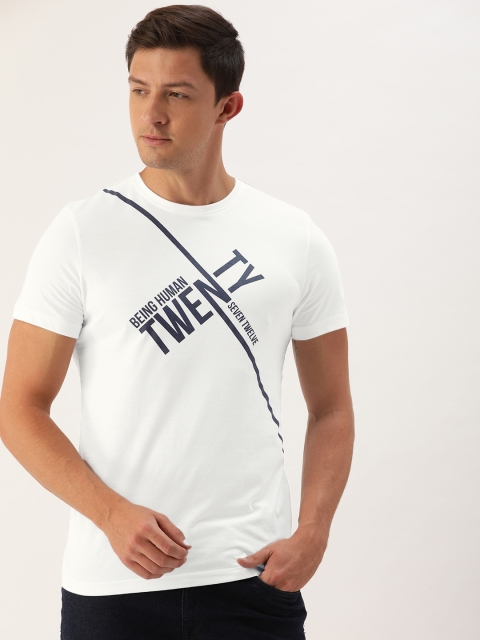 

Being Human Men White Printed Round Neck T-shirt
