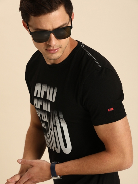

Being Human Clothing Men Black Printed Round Neck T-shirt