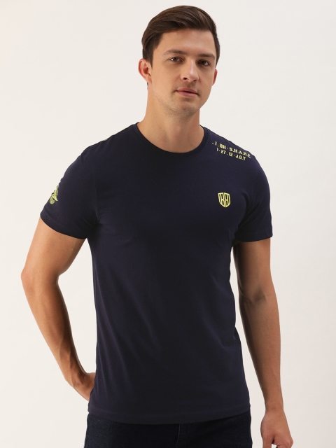 

Being Human Clothing Men Navy Blue Solid Round Neck T-shirt