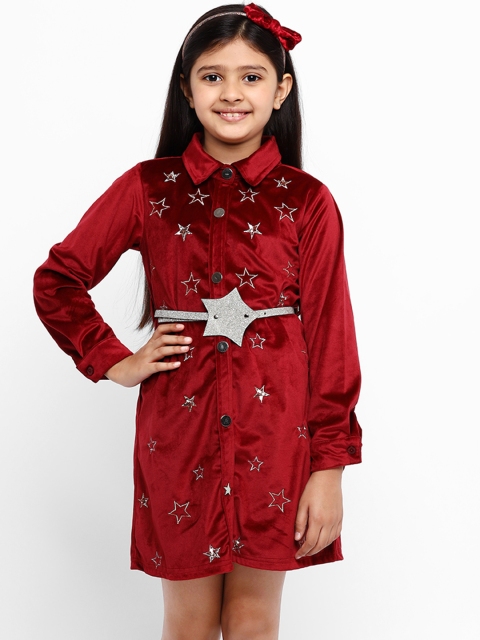 

Nauti Nati Girls Red Printed Shirt Dress