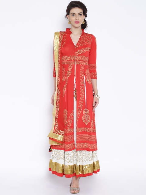 

Ira Soleil Red & White Lehenga Choli