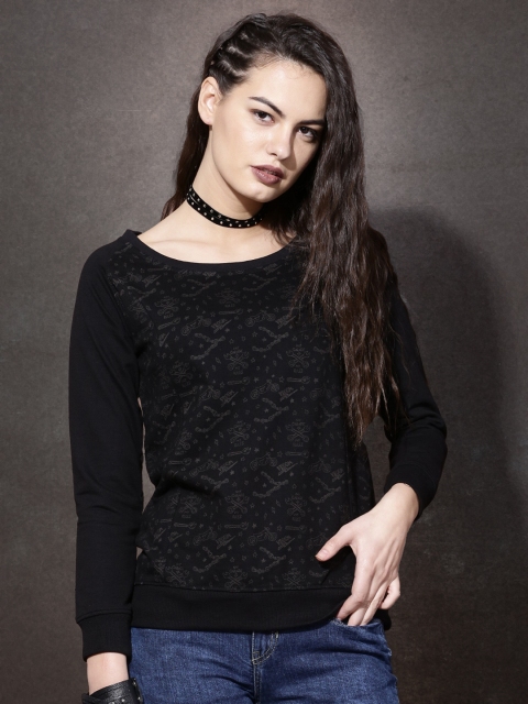 

Roadster Black Printed Sweatshirt