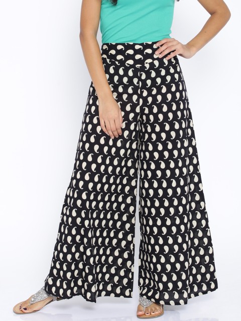

Desi Weavess Black Printed Palazzo Trousers
