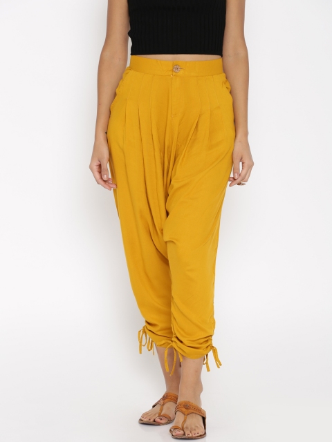 

Desi Weavess Women Mustard Solid Dhoti Pants