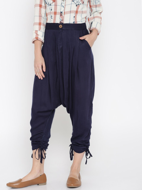 

Desi Weavess Women Navy Blue Solid Jodhpuri Trousers