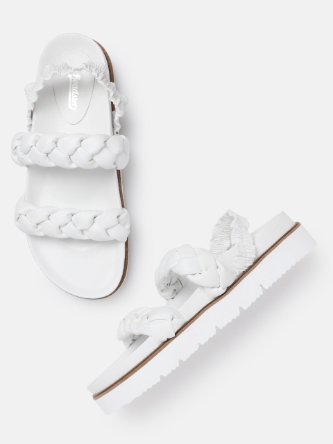 

The Roadster Lifestyle Co Women White Braided Open Toe Flats