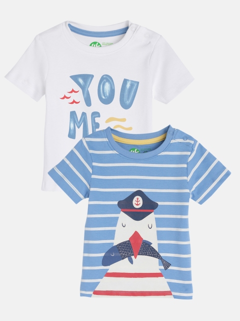 

YK Organic Infants Boys Pack of 2 Organic Cotton T-shirts, White