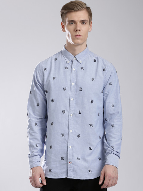 

Tommy Hilfiger Blue Embroidered New York Fit Casual Shirt