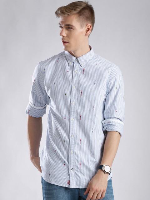 

Tommy Hilfiger Blue Striped New York Fit Casual Shirt