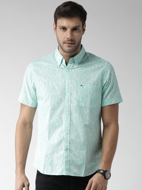 

Tommy Hilfiger Sea Green Printed Slim Casual Shirt