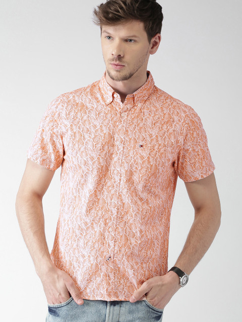 

Tommy Hilfiger Orange Tropical Print Slim Casual Shirt