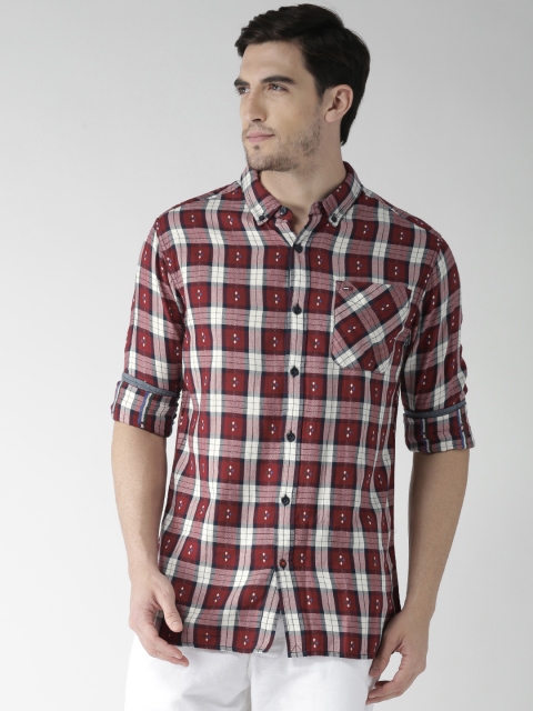 

Tommy Hilfiger Maroon & White Checked Casual Shirt