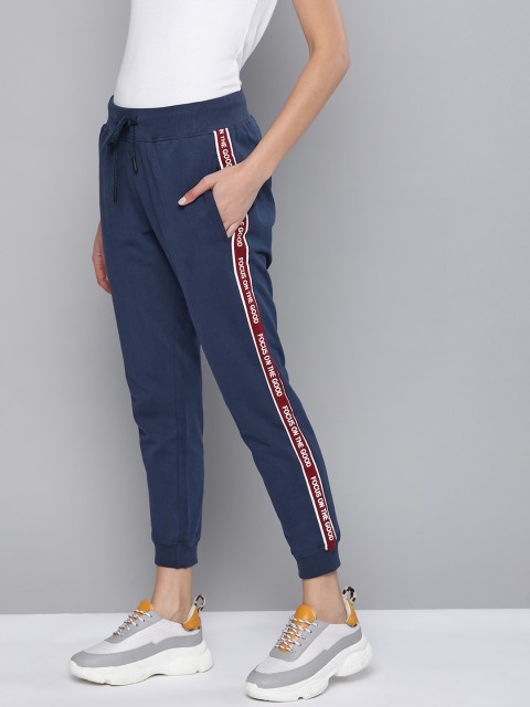 

Harvard Women Navy Blue Regular Fit Solid Pure Cotton Cropped Joggers
