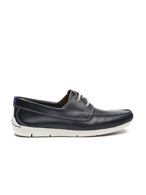 

Clarks Men Navy Leather Casual Shoes, Navy blue