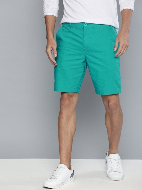 

Mast & Harbour Men Green Solid Regular Fit Chino Shorts, Turquoise blue
