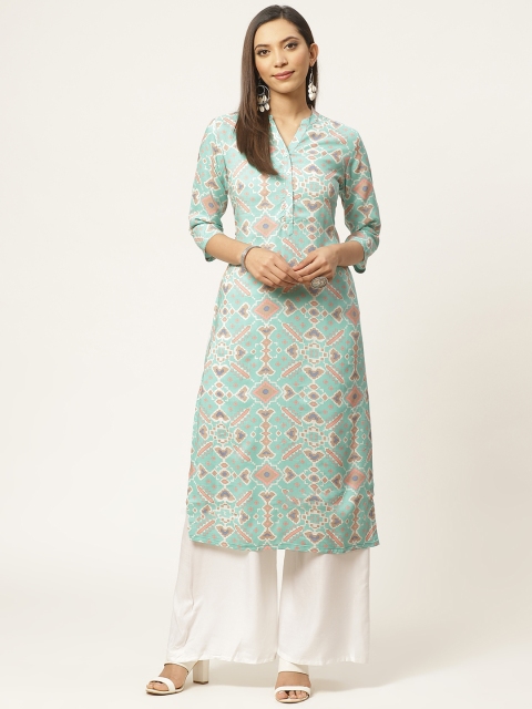 

ZIZO By Namrata Bajaj Women Blue & Pink Printed Straight Kurta
