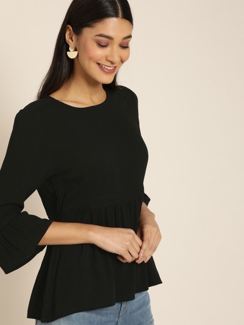 

All About You Black Bell Sleeves Regular Top
