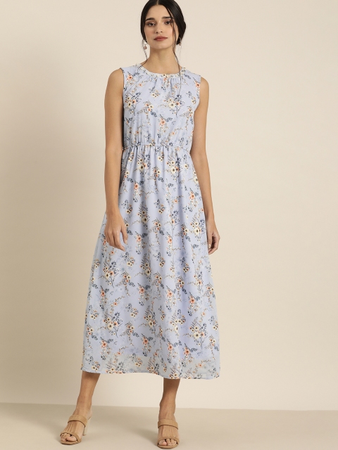 

all about you Women Lavender Floral Printed Embellished A-Line Dress