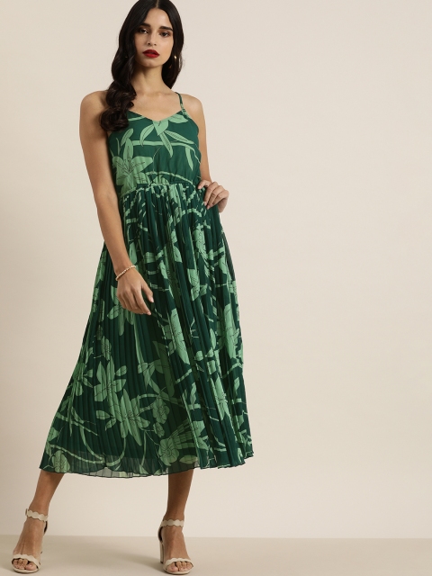 

all about you Women Green Printed Fit and Flare Dress