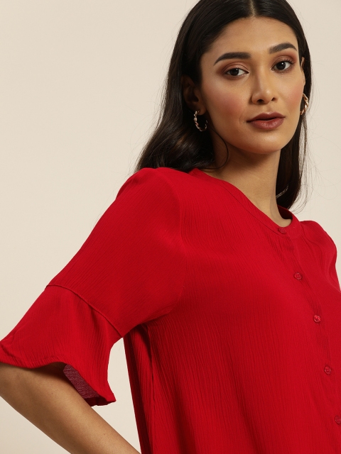 

all about you Women Red Regular Fit Solid Casual Shirt