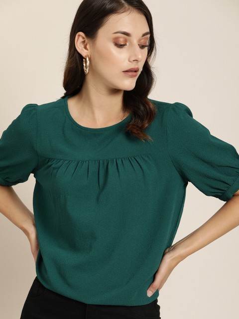 

all about you Women Green Solid Top
