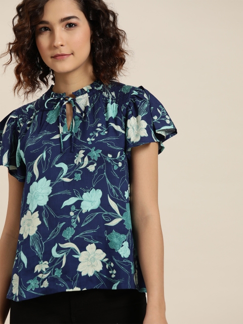 

all about you Women Blue Floral Print Top