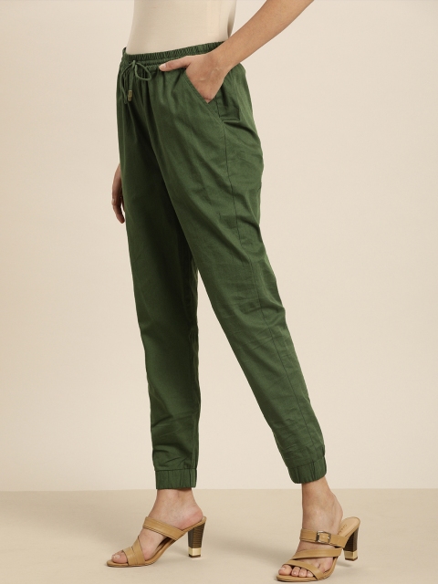 

all about you Women Olive Green Slim Fit Solid Joggers