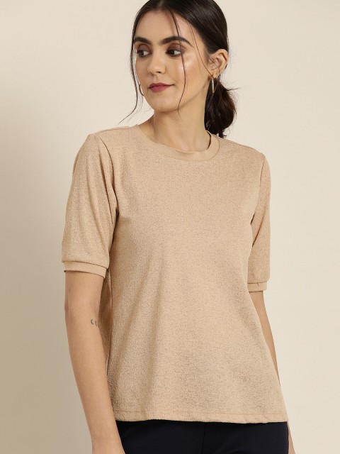 

all about you Women Beige Solid Regular Top