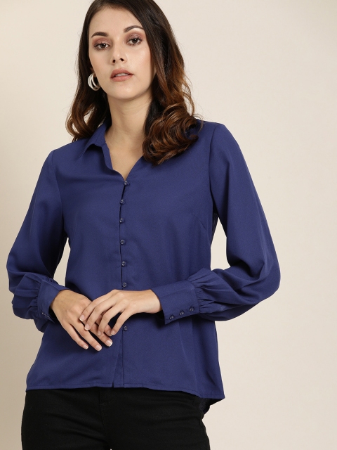 

all about you Women Blue Regular Fit Solid Casual Shirt