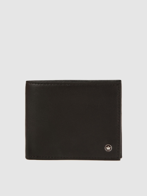 

Louis Philippe Men Black Solid Leather Two Fold Wallet