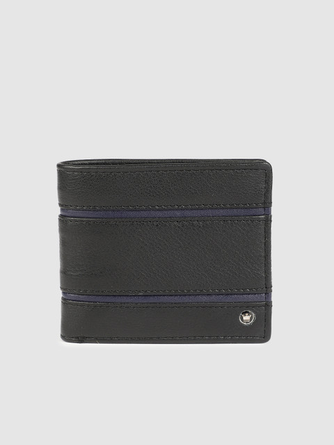 

Louis Philippe Men Black Solid Leather Two Fold Wallet