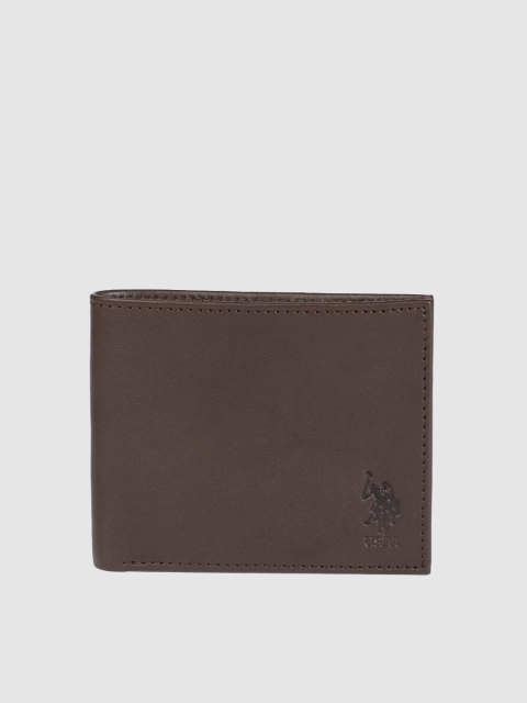 

U.S. Polo Assn. Men Coffee Brown Solid Two Fold Leather Wallet