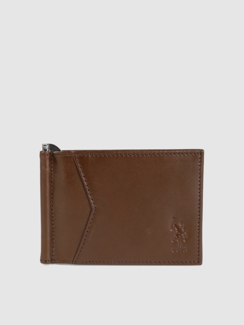 

U.S. Polo Assn. Men Brown Solid Leather Money Clip