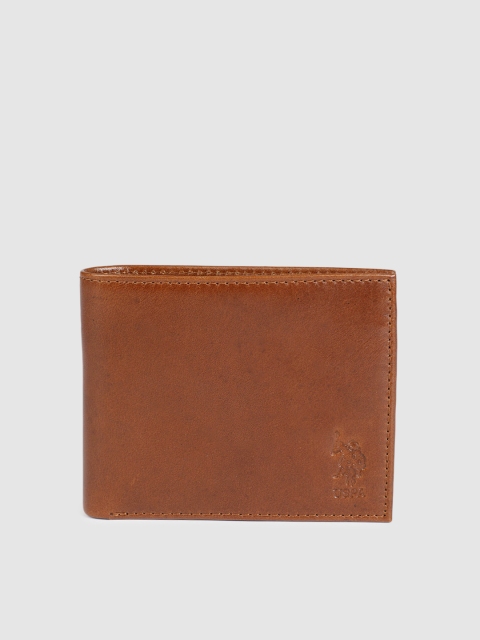 

U.S. Polo Assn. Men Tan Brown Solid Two Fold Leather Wallet