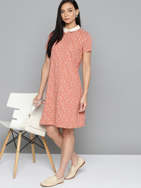 

Chemistry Pink & Off White Floral Peter Pan Collar Shift Dress