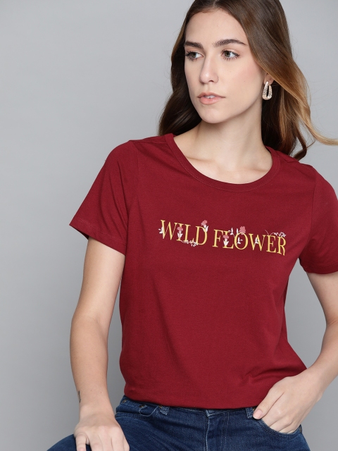 

Chemistry Women Maroon Typography Printed T-shirt