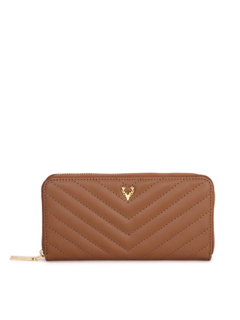 

Allen Solly Women Tan Brown Self Design Zip Around Wallet