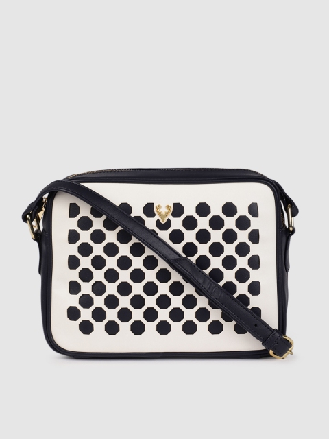 

Allen Solly White & Navy Blue Self-Design Sling Bag